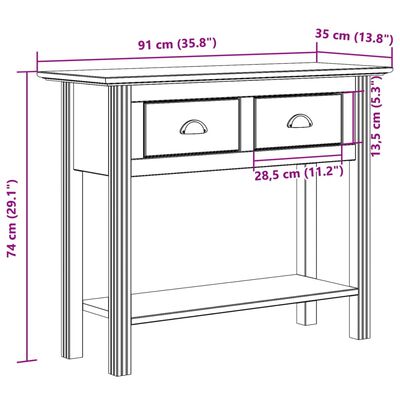 vidaXL Table console BODO gris 91x35x74 cm bois de pin massif