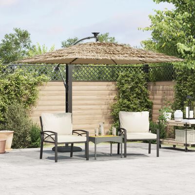 vidaXL Parasol de jardin avec LED et mât en acier marron 246x246x230cm