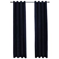 vidaXL Rideaux occultants avec anneaux 2 pcs Velours Noir 140x175 cm