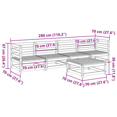 vidaXL Salon de jardin 5 pcs bois massif sapin de douglas