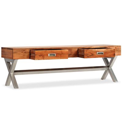 vidaXL Meuble TV avec tiroirs bois d’acacia massif 140 cm