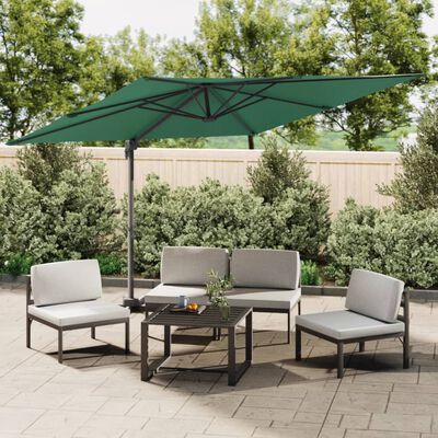 vidaXL Parasol déporté avec mât en aluminium Vert 400x300 cm