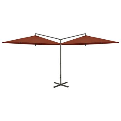 vidaXL Parasol de jardin double avec mât en acier terre cuite 600 cm