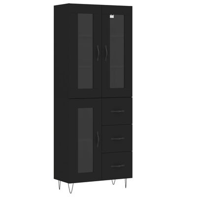 vidaXL Buffet haut Noir 69,5x34x180 cm Bois d'ingénierie