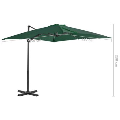 vidaXL Parasol de jardin en porte-à-faux et poteau en aluminium vert