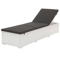 vidaXL Chaise longue avec coussin Résine tressée Blanc