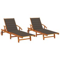 vidaXL Chaises longues 2 pcs avec coussins Bois d'acacia solide