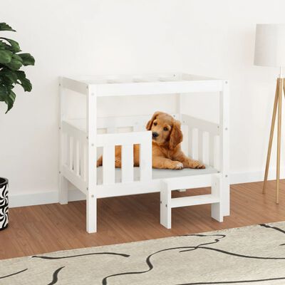 vidaXL Lit pour chien Blanc 75,5x63,5x70 cm Bois de pin solide