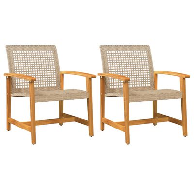 vidaXL Chaises de jardin lot de 2 beige résine tressée bois d’acacia