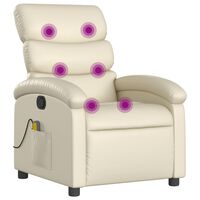 vidaXL Fauteuil inclinable de massage Crème Similicuir