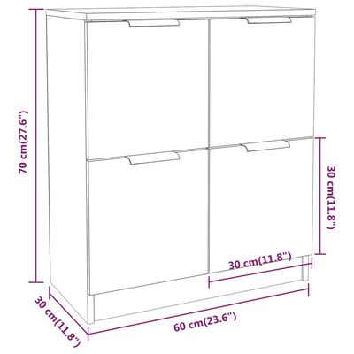 vidaXL Buffets 2 pcs Sonoma gris 60x30x70 cm Bois d'ingénierie