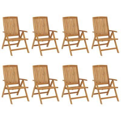 vidaXL Chaises de jardin inclinables et coussins lot de 8 teck solide