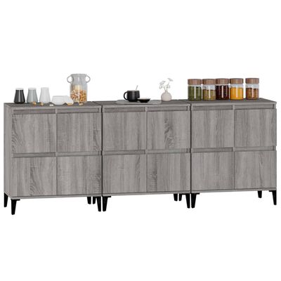 vidaXL Buffets 3 pcs sonoma gris 60x35x70 cm bois d'ingénierie