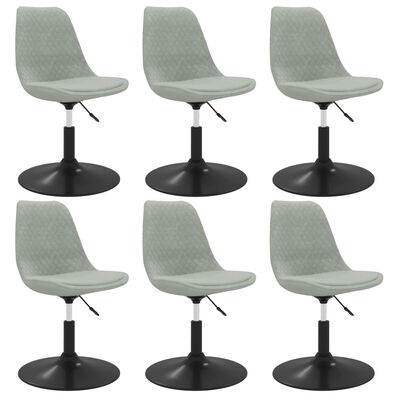 vidaXL Chaises pivotantes à manger lot de 6 Gris clair Velours