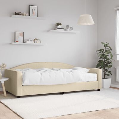 vidaXL Lit de jour avec matelas crème 100x200 cm tissu