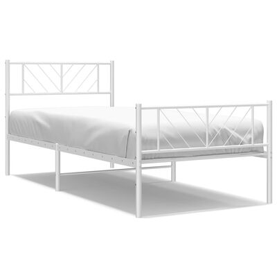 vidaXL Cadre de lit métal sans matelas avec pied de lit blanc 80x200cm