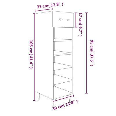 vidaXL Meuble à chaussures Chêne fumé 30x35x105 cm Bois d'ingénierie