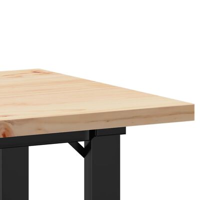 vidaXL Table à manger cadre en O 50x50x75,5cm bois de pin massif fonte