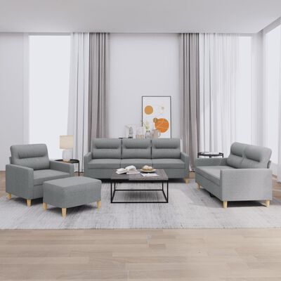 vidaXL Ensemble de canapés 4 pcs avec coussins Gris clair Tissu