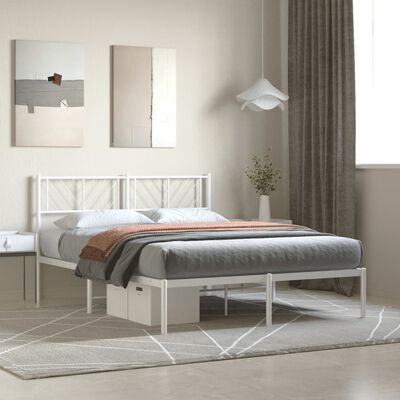 vidaXL Cadre de lit métal sans matelas et tête de lit blanc 160x200 cm