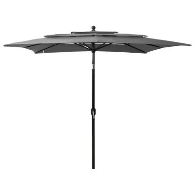 vidaXL Parasol à 3 niveaux avec mât en aluminium Anthracite 2,5x2,5 m