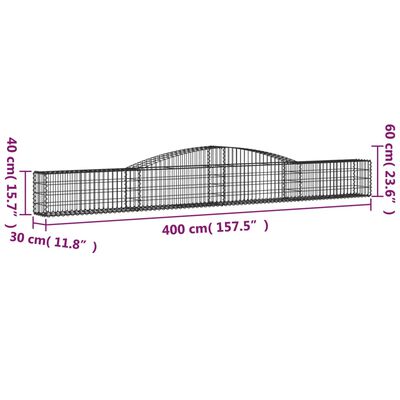 vidaXL Paniers à gabions arqués 2 pcs 400x30x40/60 cm Fer galvanisé