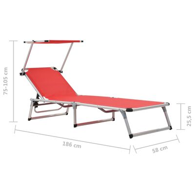 vidaXL Chaises longues pliables et toit lot de 2 Aluminium textilène