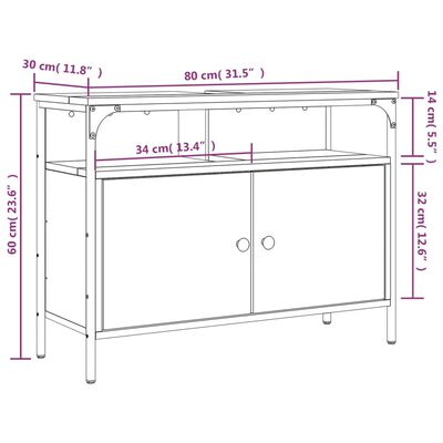 vidaXL Armoire lavabo de salle de bain chêne fumé 80x30x60 cm