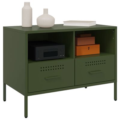 vidaXL Meuble TV vert olive 68x39x50,5 cm acier