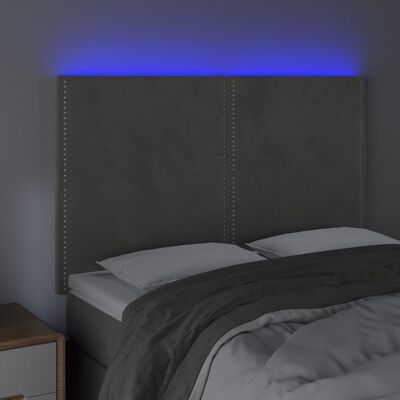 vidaXL Tête de lit à LED Gris clair 144x5x118/128 cm Velours