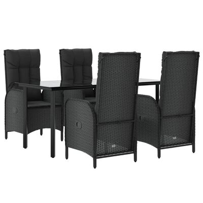 vidaXL Ensemble à manger de jardin coussins 5pcs Noir Résine tressée