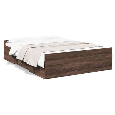 vidaXL Cadre de lit et tiroirs chêne marron 120x200 cm bois ingénierie