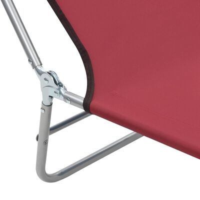 vidaXL Chaises longues pliables lot de 2 Acier et tissu Rouge