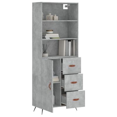 vidaXL Buffet haut Gris béton 69,5x34x180 cm Bois d'ingénierie