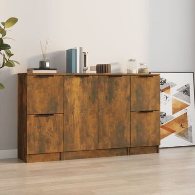 vidaXL Buffets 3 pcs Chêne fumé Bois d'ingénierie