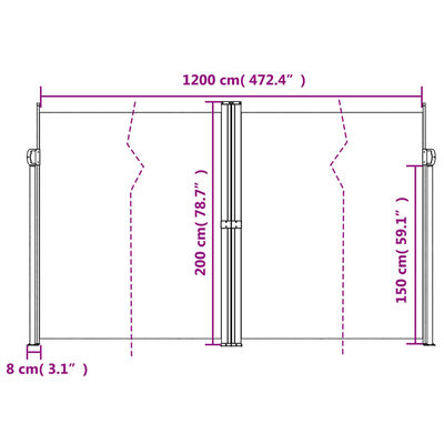 vidaXL Auvent latéral rétractable bleu 200x1200 cm