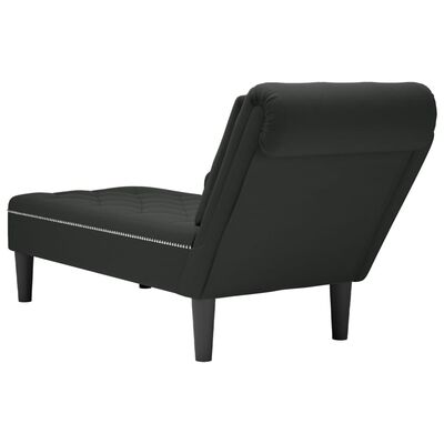 vidaXL Fauteuil long avec coussin et accoudoir droit noir velours