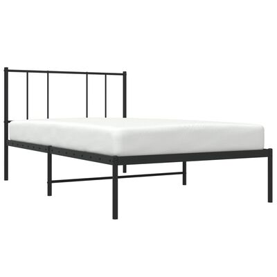 vidaXL Cadre de lit métal sans matelas avec tête de lit noir 100x190cm