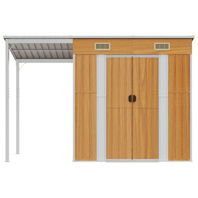 vidaXL Abri de jardin avec toit prolongé marron clair 277x110,5x181 cm