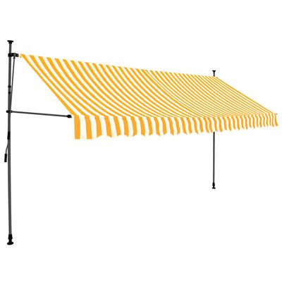 vidaXL Auvent manuel rétractable avec LED 400 cm Blanc et orange