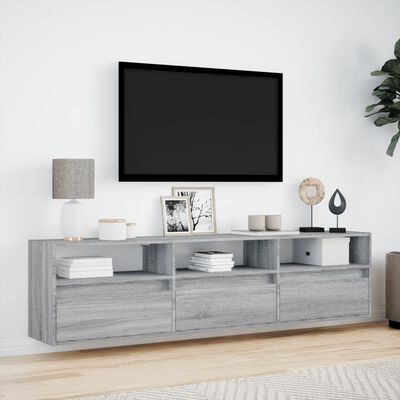 vidaXL Meuble TV mural avec LED sonoma gris 180x31x45 cm