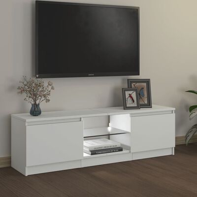 vidaXL Meuble TV avec lumières LED Blanc 120x30x35,5 cm