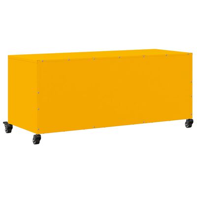 vidaXL Meuble TV jaune moutarde 100,5x39x43,5 cm acier