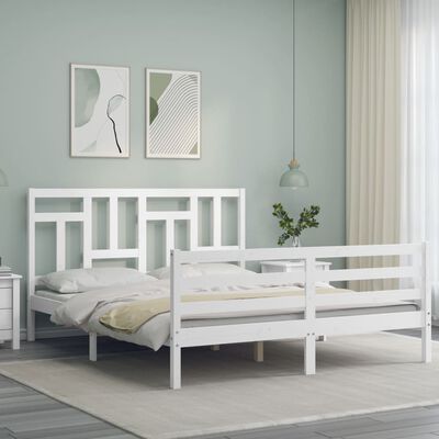 vidaXL Cadre de lit sans matelas blanc bois de pin massif