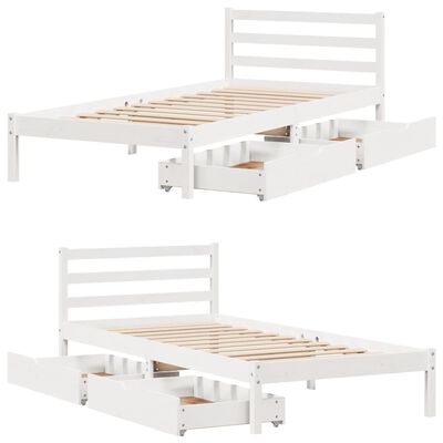 vidaXL Cadre de lit sans matelas blanc 100x200 cm bois de pin massif