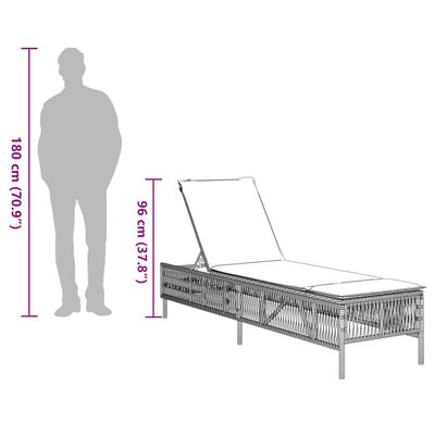 vidaXL Chaises longues avec coussins lot de 2 gris résine tressée