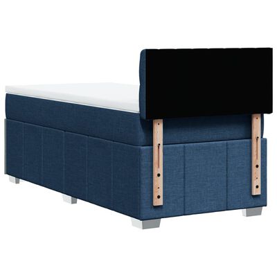 vidaXL Sommier à lattes de lit avec matelas Bleu 90x190 cm Tissu