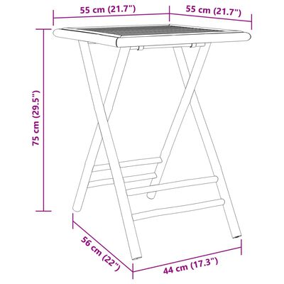 vidaXL Ensemble de bistro 3 pcs bambou