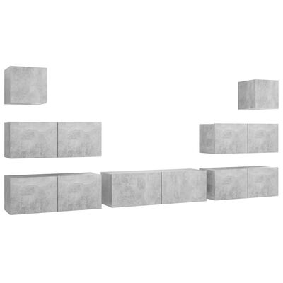 vidaXL Ensemble de meubles TV 7 pcs Gris béton Bois d'ingénierie