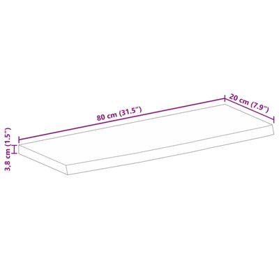 vidaXL Dessus de table à bord vivant 80x20x3,8 cm bois massif manguier